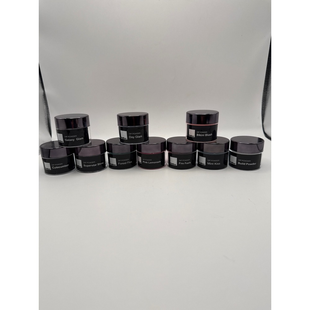 Nailboo Dip Powder  10 Jars Galaxy Glam Bikini Blush Pink Lemonade Build Powder